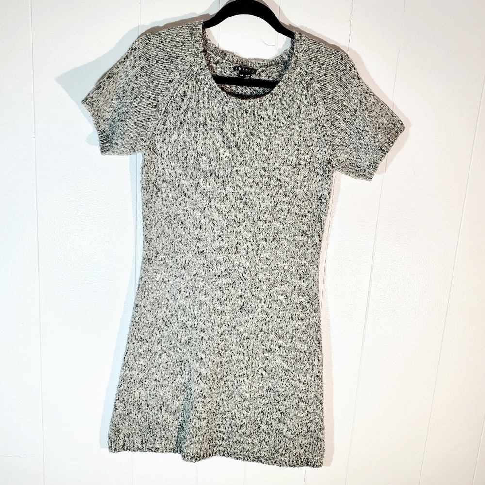 Theory Alpaca and Wool Short Sleeve Gray Sweater Dress Large